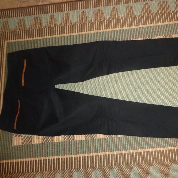 Juicy Couture 5-Pocket Pant 4 Black/Saddle Tan Sheep Skin Leather Piping - Picture 2 of 13